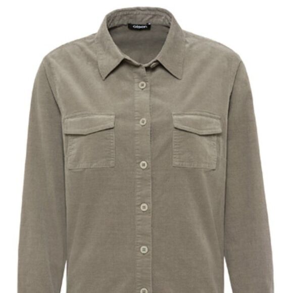 OLSEN Neo Boho Corduroy Btn Dwn Shirt - Khaki Grn - Picture 2 of 6